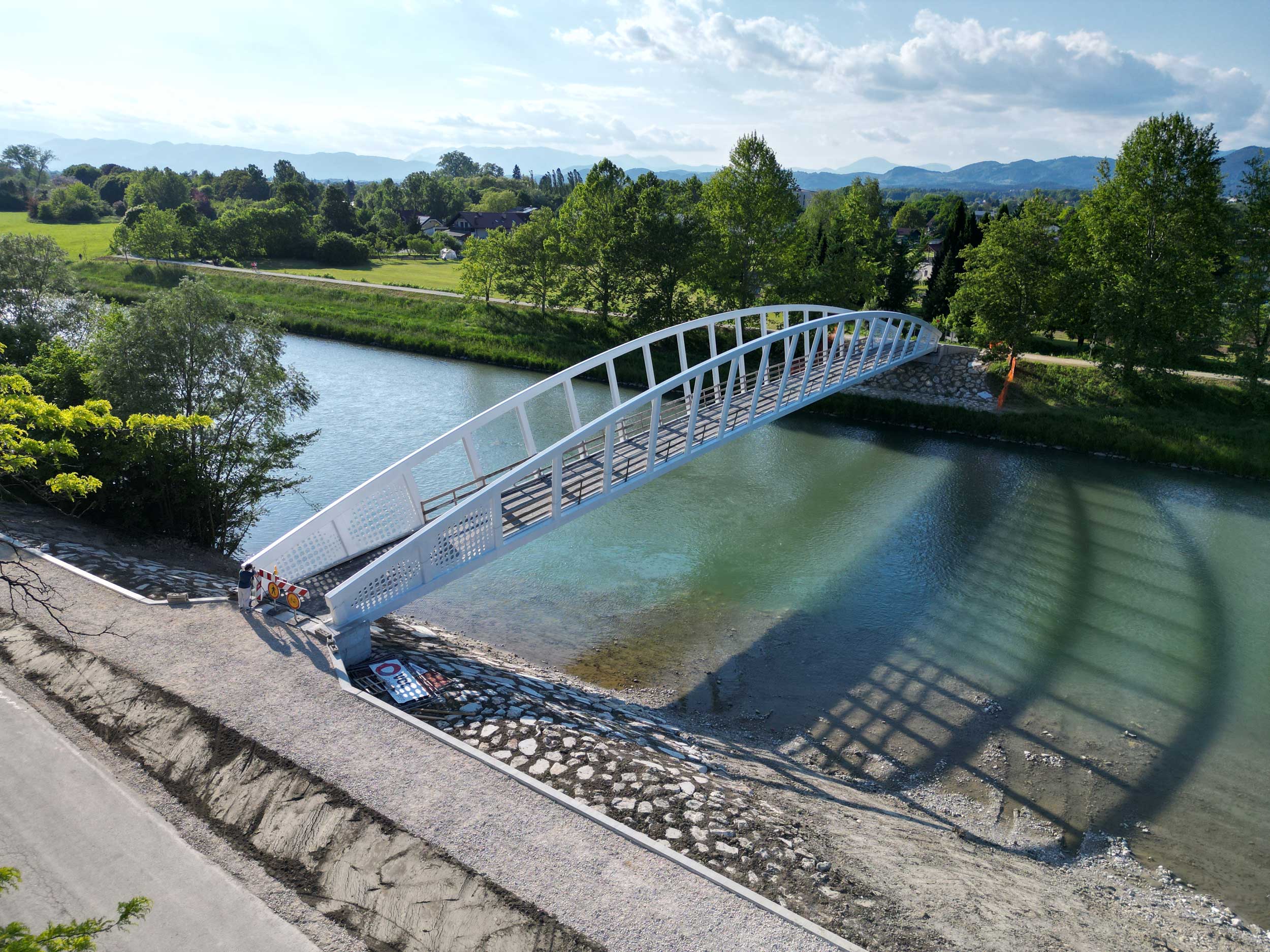Pedestrian and cyclist bridge over Savinja River at Špica in Celje